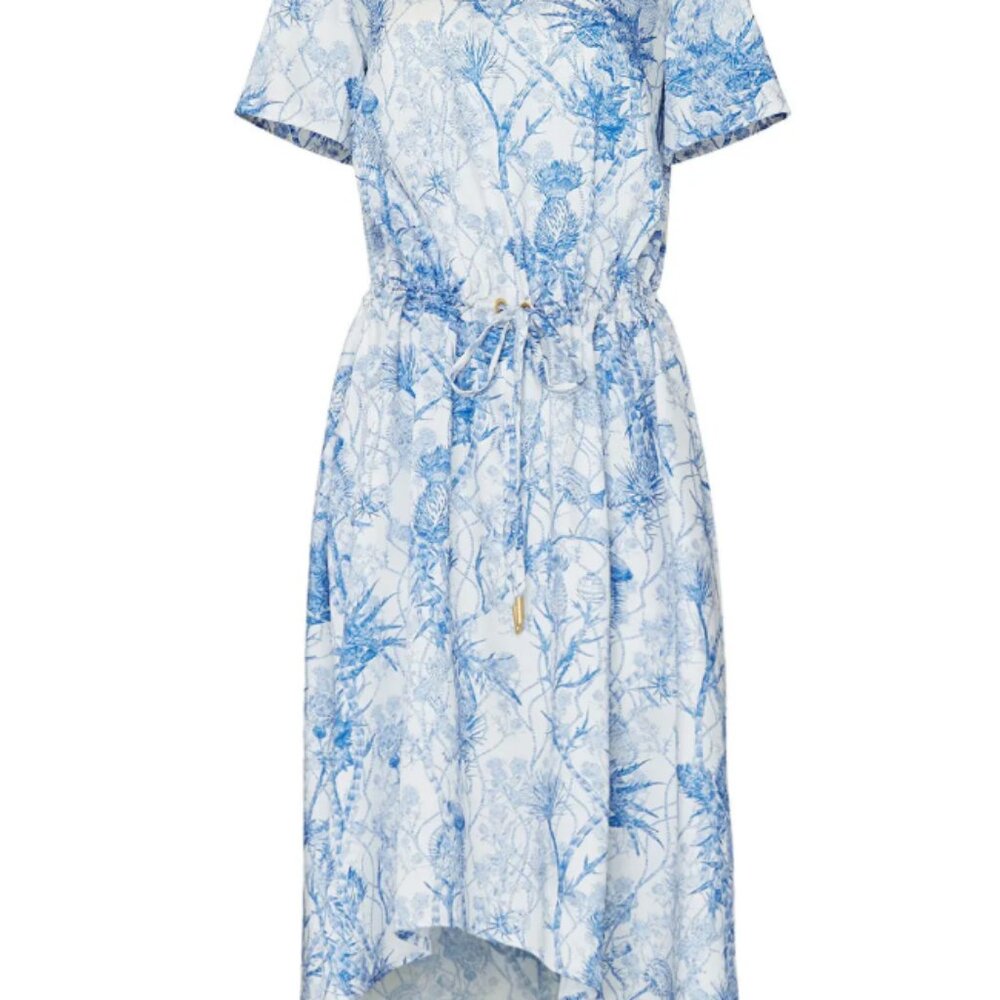 Cedric Charlier Blue & White Drawstring Dress